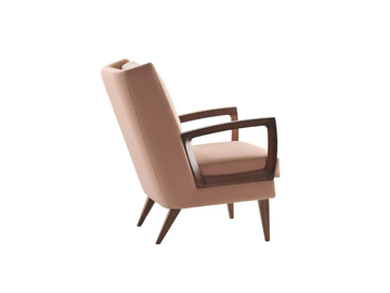 GOODWOOD - Fabric armchair with wooden armrests by Morgan - view 3