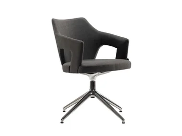 PORTO - Swivel trestle-based fabric chair with armrests by Morgan - view 2
