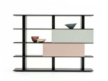 FRAME-SHIFT - Open sectional wood veneer bookcase by Moroso - view 2