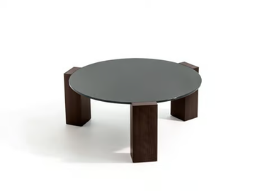 GOGAN - Low round wood and glass coffee table by Moroso - view 3