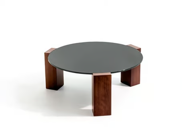 GOGAN - Low round wood and glass coffee table by Moroso - view 2