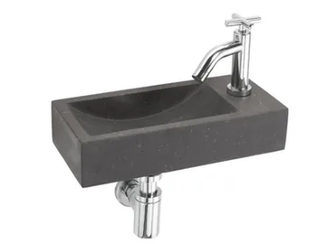 RUBEN - Limestone wall-mounted washbasin by Mosaix - view 2