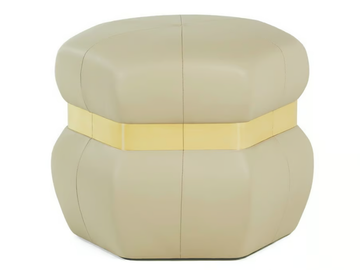 JEANE - Upholstered round leather pouf by Munna - view 3