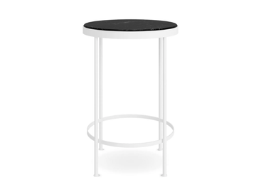 TRACE - Round stainless steel high table with marble top by Myface - view 2