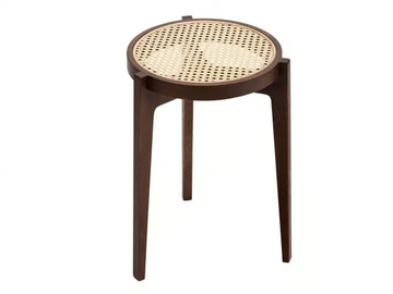 LE ROI - Stackable oak and rattan stool by NORR11 - view 2
