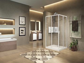 LUNES A - Corner shower cabin with sliding door by NOVELLINI - view 2