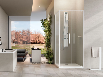 RIGA 2B - Glass and aluminium shower cabin with hinged door by NOVELLINI - view 2