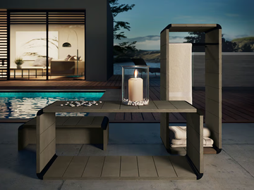 DIVINA - OUTDOOR SPA - Rectangular multi-layer wood garden side table by NOVELLINI - view 2
