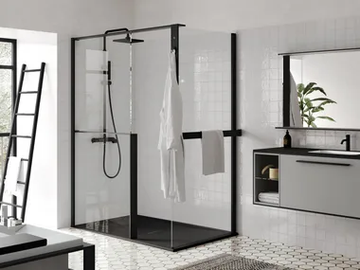 KUADRA H+H FRAME - Aluminum and tempered glass shower panel by NOVELLINI - view 2