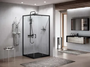 ZEPHYROS 2.0 A - Corner glass and aluminium shower cabin with sliding door by NOVELLINI - view 2