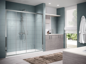 ZEPHYROS 2A - Niche shower cabin with sliding door and fixed panel by NOVELLINI - view 2