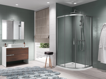 ZEPHYROS R - Quadrant shower cabin with slide door and fixed panel by NOVELLINI - view 2