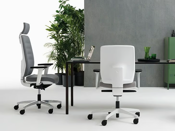 AVA WHITE 01 PT - Swivel fabric office chair with 5-Spoke base with armrests by Nahu - view 3