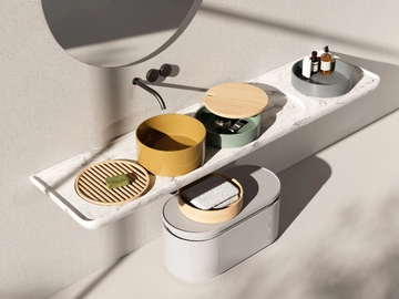 MEDITERRANEO - Round wall-mounted ceramic washbasin with integrated countertop by Nic - view 2