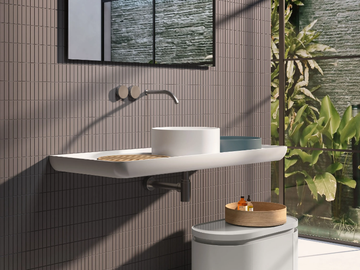 MEDITERRANEO - Round wall-mounted ceramic washbasin with integrated countertop by Nic - view 3