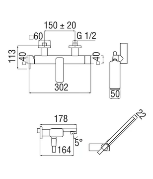 LOOP - Wall-mounted bathtub mixer with hand shower by Nobili - view 3