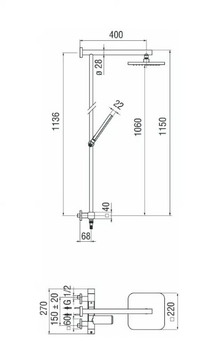 LOOP - Wall-mounted shower panel with hand shower with overhead shower by Nobili - view 3