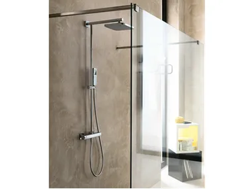 LOOP - Wall-mounted shower panel with hand shower with overhead shower by Nobili - view 2
