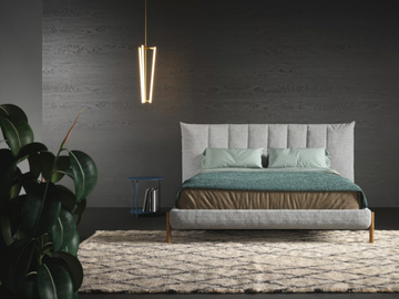 GROOVE - Fabric double bed with upholstered headboard by Novamobili - view 3