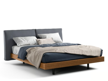 TWICE - Wooden double bed with upholstered headboard by Novamobili - view 2