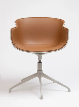 BAI - Swivel leather chair with armrests with 5-spoke base by ONDARRETA - view 3