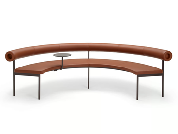 FONT 1365 - Curved leather sofa with integrated magazine rack by Offecct - view 2