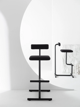 NOMOLE - High upholstered fabric stool with footrest by Offecct - view 3