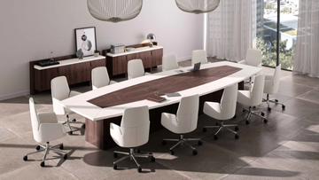FREEPORT - Wood veneer and leather meeting table by Ofifran - view 3