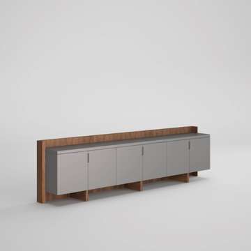 FREEPORT - Low wood veneer office storage unit with hinged doors by Ofifran - view 3