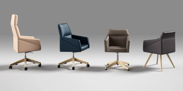 RAY - Fabric executive chair with wooden base by Ofifran - view 3