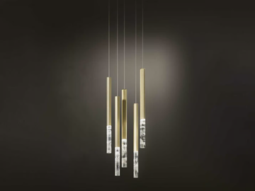 SHINE VERTICAL PLUMAGE - LED brass pendant lamp by Olev - view 2