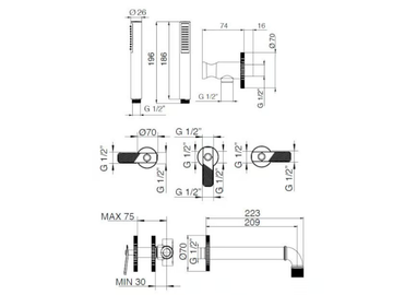INDUSTRIAL GAS 79138510 - 5 hole bathtub set with diverter and hand shower by PALAZZANI - view 3