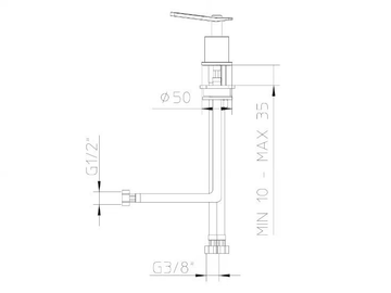 INDUSTRIAL GAS 79105010 - Single handle countertop washbasin mixer by PALAZZANI - view 3