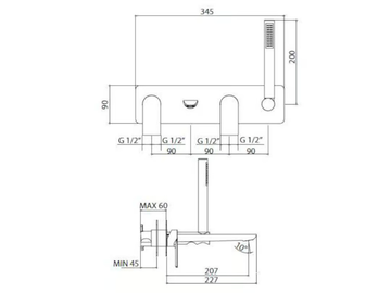 MONTECARLO 80139710 - Recessed 4 hole bathtub mixer with hand shower by PALAZZANI - view 3