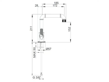 INDUSTRIAL GAS 79301110 - Single handle countertop washbasin mixer by PALAZZANI - view 3