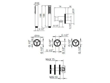 INDUSTRIAL JOB 78139810 - 4 hole bathtub set with diverter and hand shower by PALAZZANI - view 3
