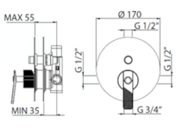 INDUSTRIAL GAS 79115310 - Recessed shower mixer with diverter by PALAZZANI - view 3