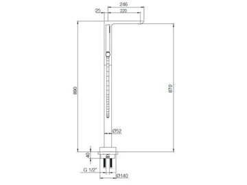 MONTECARLO 80117910 - Floor standing single handle bathtub mixer with hand shower by PALAZZANI - view 3