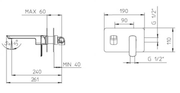 MIS 56321310 - Wall-mounted washbasin mixer with plate by PALAZZANI - view 3