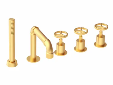 INDUSTRIAL JOB 78138410 - Deck mounted 5 hole bathtub tap with hand shower and diverter by PALAZZANI - view 2