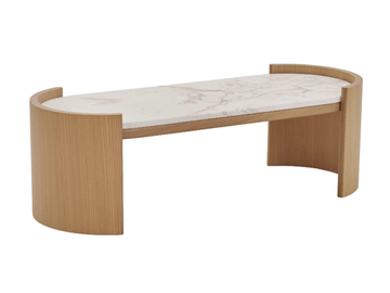 HUG M - Oval oak coffee table with marble top by PARLA - view 2