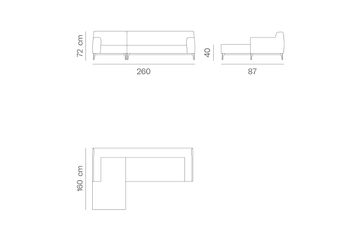 PETRA L - Fabric sofa with chaise longue by PARLA - view 3