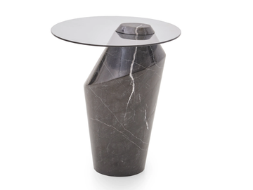 MAWE - Round glass and marble side table by PARLA - view 2
