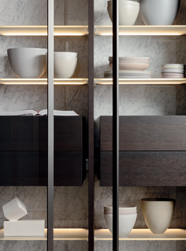 SPAZIOTECA - Sectional wood and glass bookcase with drawers by PIANCA - view 3