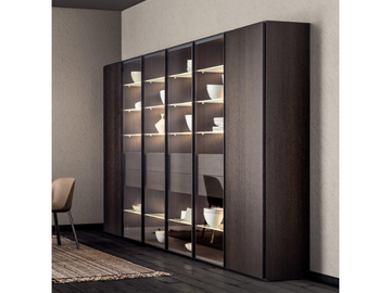SPAZIOTECA - Sectional wood and glass bookcase with drawers by PIANCA - view 2