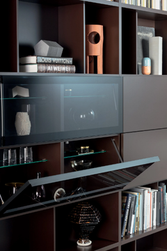 SPAZIOTECA - Sectional wooden bookcase with secretary desk by PIANCA - view 3