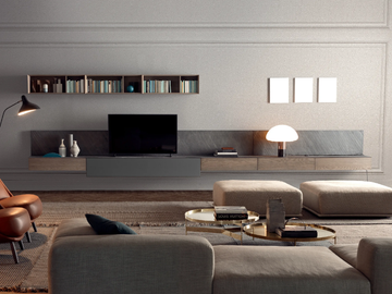 SPAZIO 04 - Sectional stone and wood storage wall by PIANCA - view 2