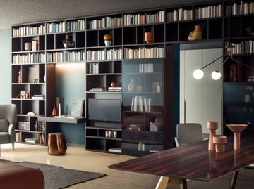 SPAZIOTECA - Sectional wooden bookcase with secretary desk by PIANCA - view 2