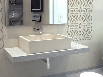 L9 - Countertop rectangular lecce stone washbasin by PIMAR - view 2