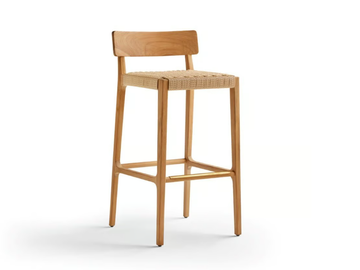 PARALEL - High teak stool with back by POINT - view 2